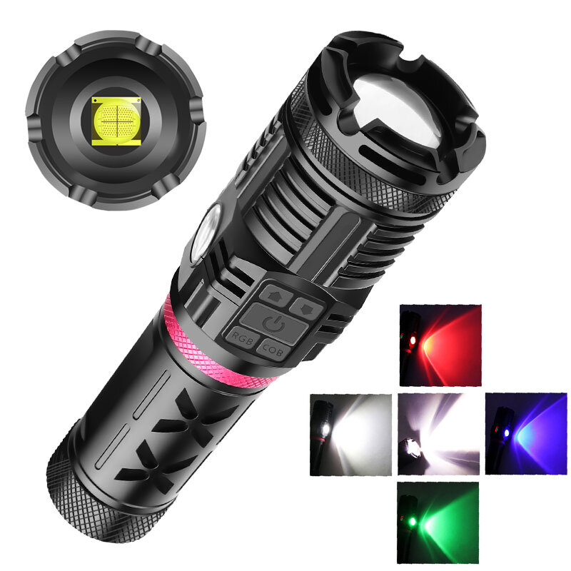 

XANES® 1680 2500LM XHP90+COB+RGB 10-Modes Zoomable Ultra Bright LED Flashlight With Side Light Powerful Hunting Searchin