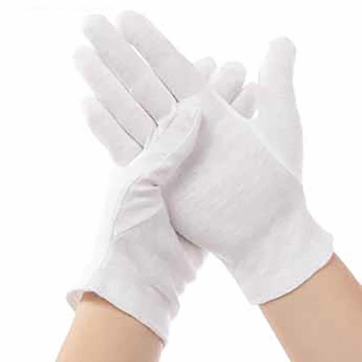 12 ζευγάρια μίας χρήσης λευκό γάντι μαλακό βαμβάκι ασφαλείας ανθεκτικό στο λάδι κάμπινγκ πικ-νικ
