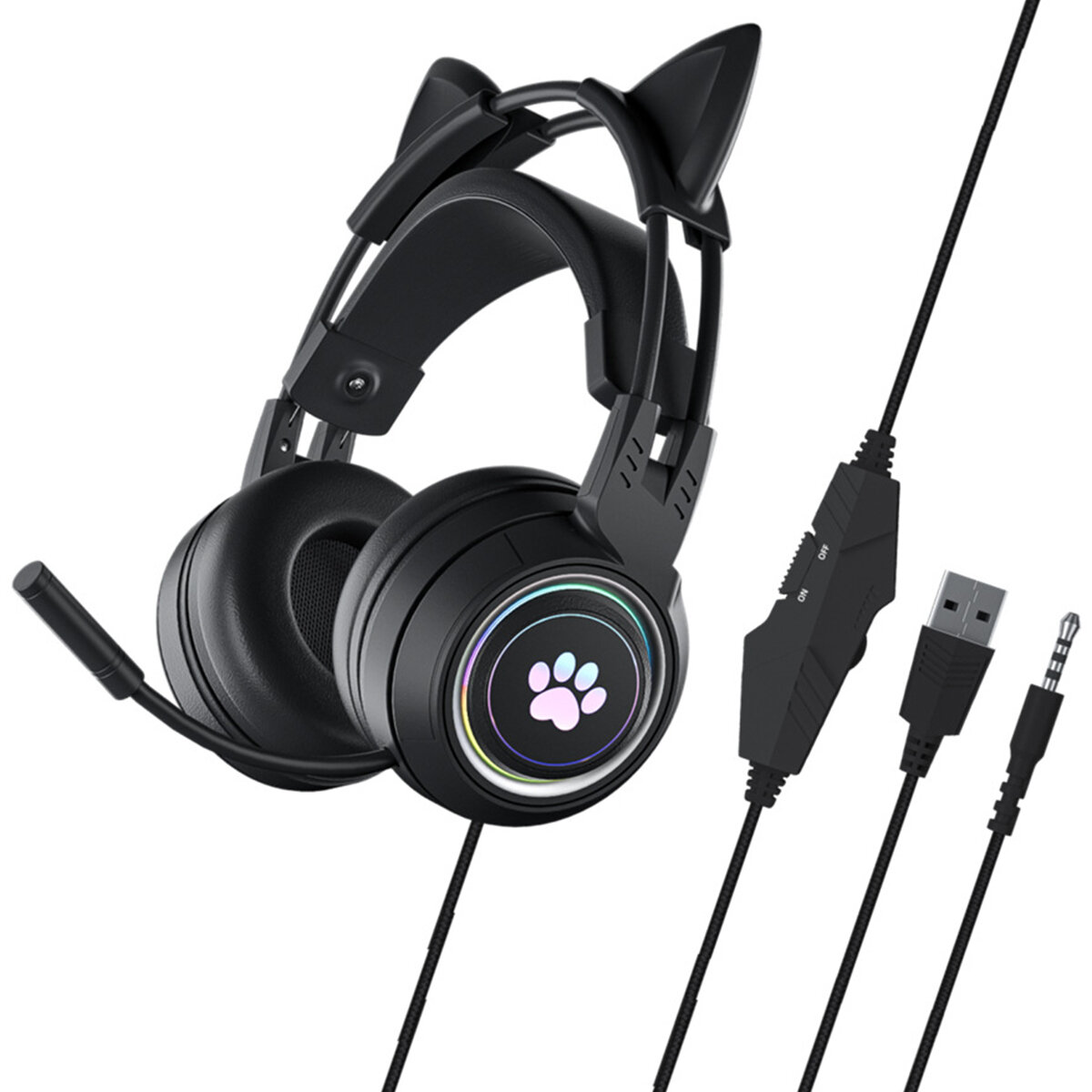 

G25 Gaming Headphone 3.5mm+ USB Wired Headset 50mm Large Drivers Colorful Light Cute Headset with Mic