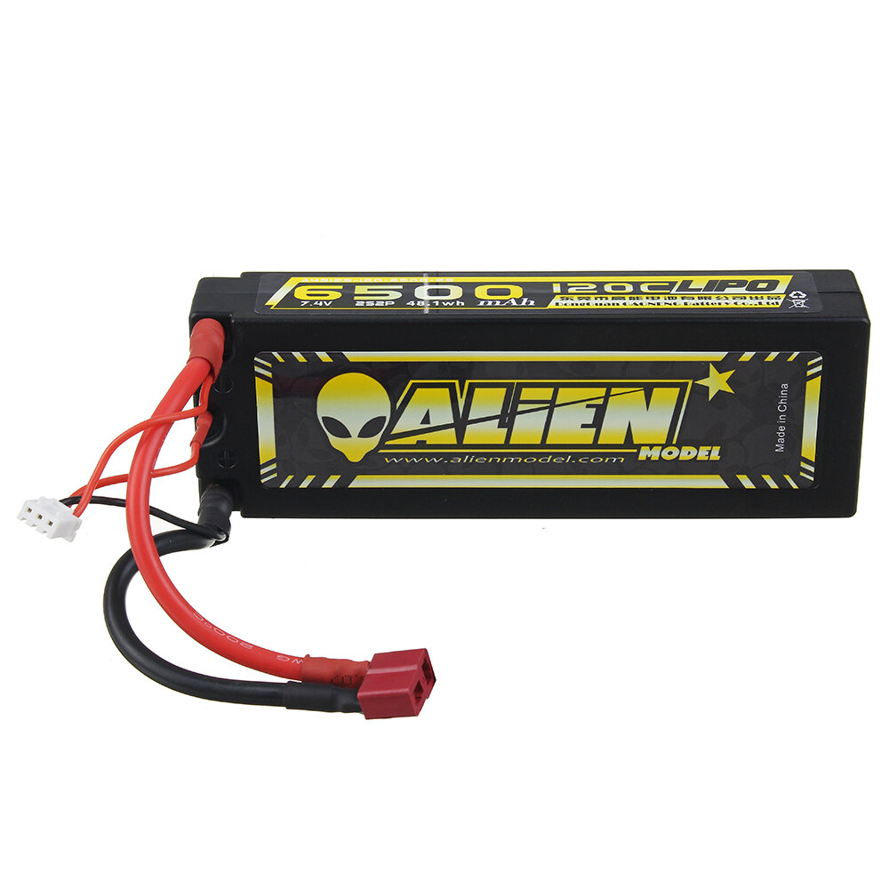 ALIEN Model 7.4V 6500mAh 120C 2S LiPo-batterij T Deans Plug Hardcase voor RC Car