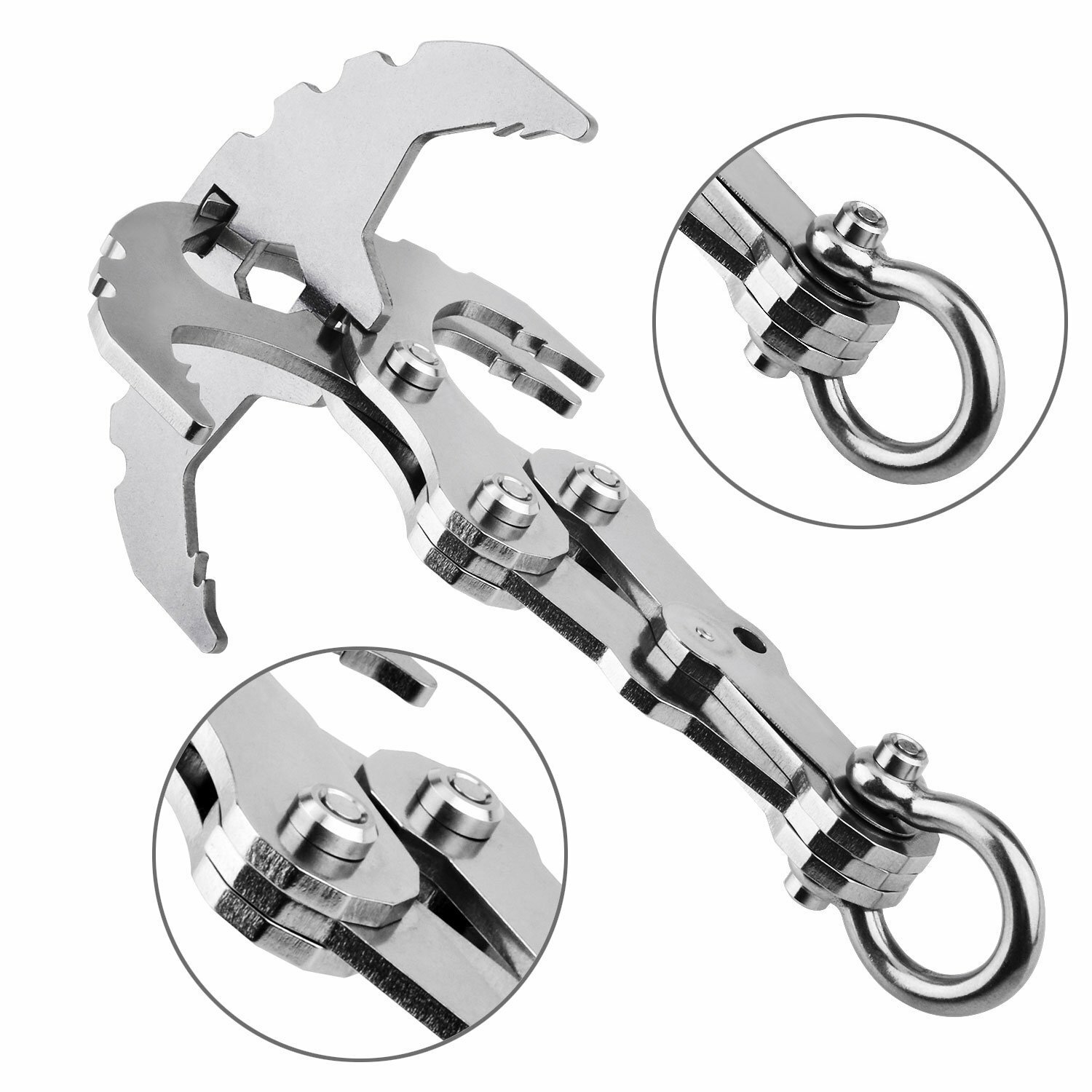Outdoor 3 Claws Grappling Hook Climbing Survival Carabiner Tool Stainless Steel