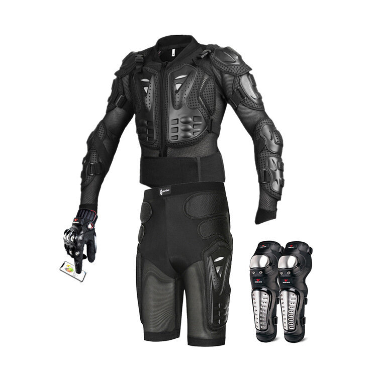 Wosawe Motorcycle Body Armor Suit MotorjasShortsHandschoenenKniebeschermers Wielerkleding