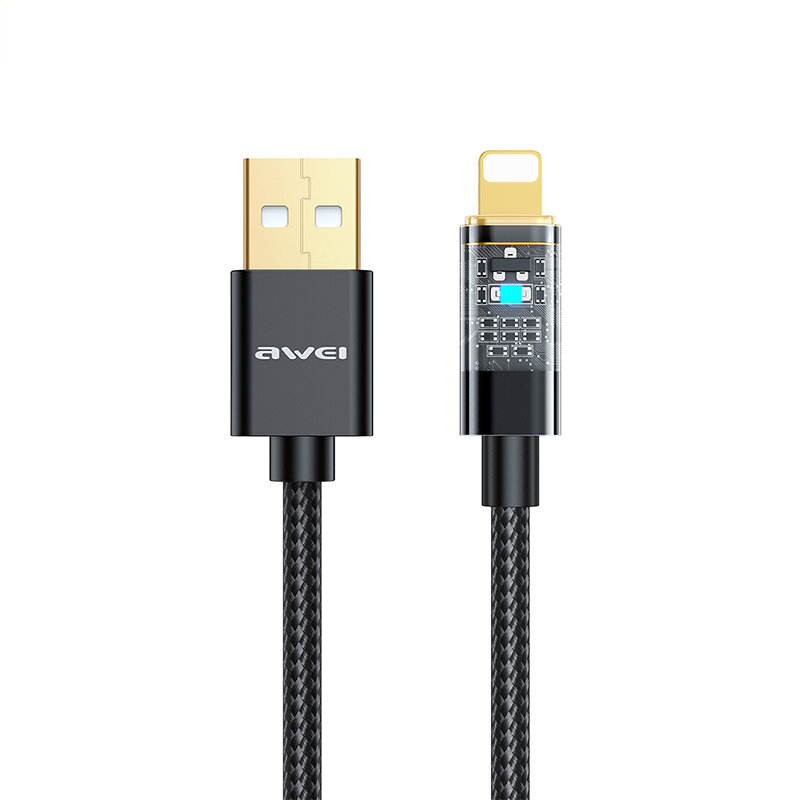 

AWEI CL-139L 2.4A USB-A to iP Cable Fast Charging Data Transmission Nylon Braided Core Line 1M Long for iphone 12 13 14