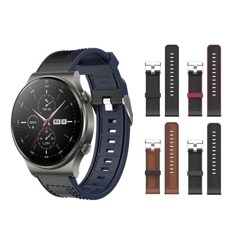 Bakeey 22mm Silicone Leather Watch Band for HUAWEI Honor GS Pro Smart Watch