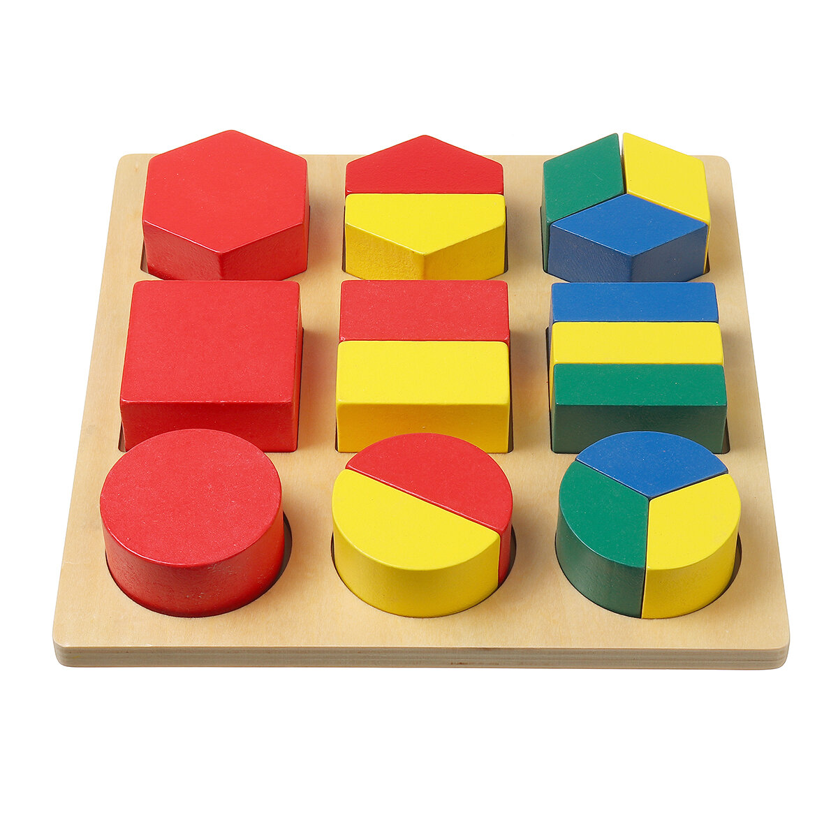Wooden Geometric Blocks 3D Geometric Shapes Puzzle Kids Brain Development Early Educational Toys for
