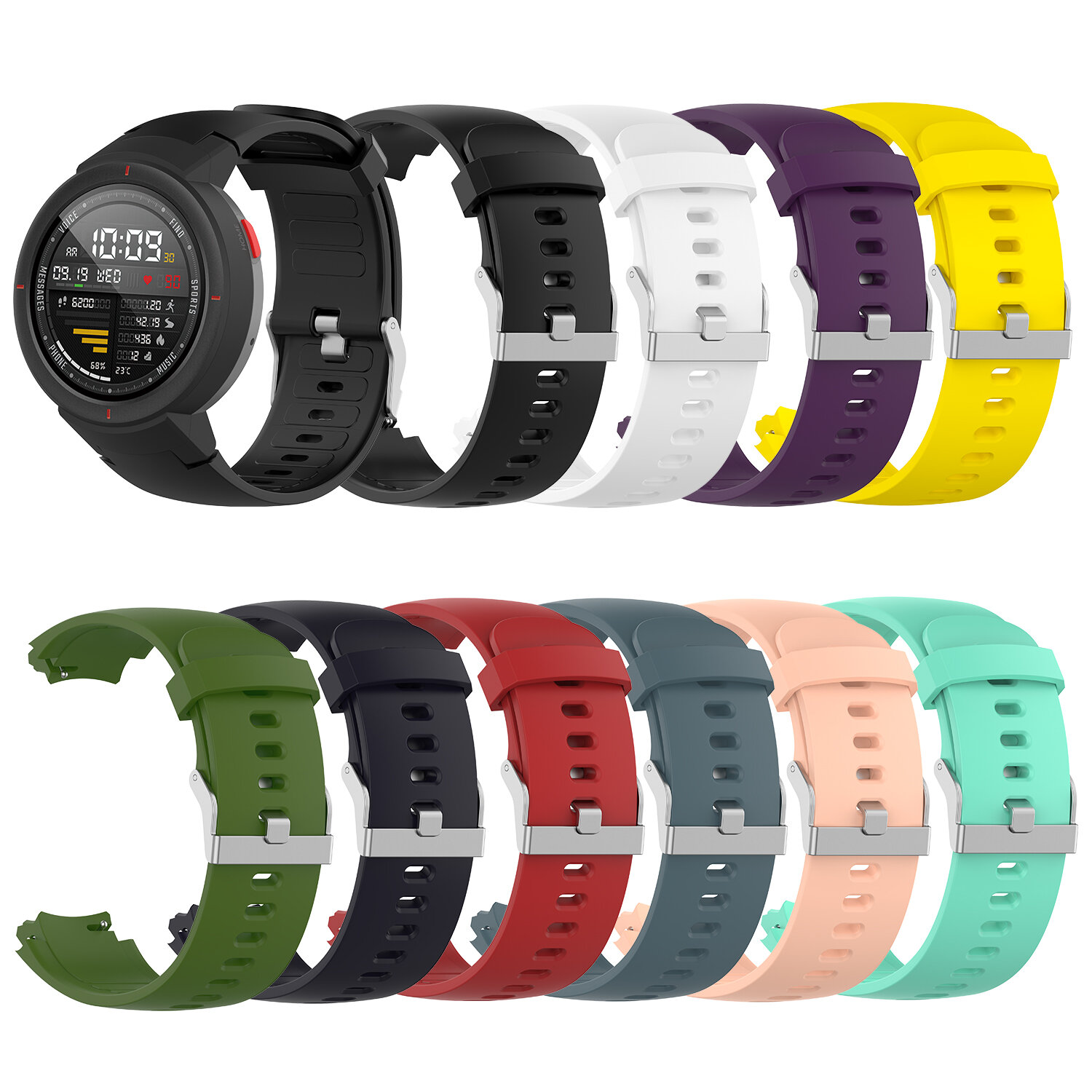 Bakeey 22mm Meerkleurige siliconen vervangende band Slimme horlogeband voor Amazfit Verge