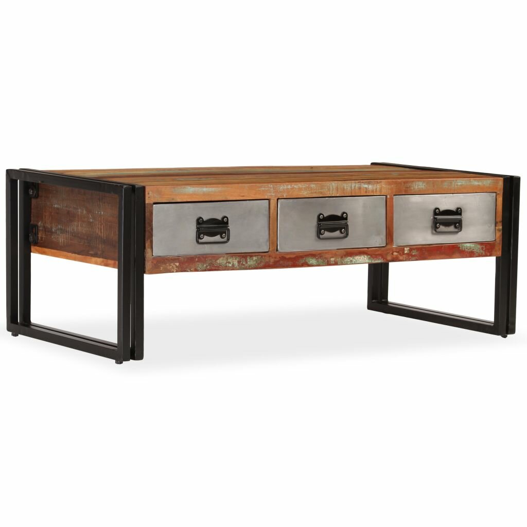 

Coffee Table with 3 Drawers Solid Reclaimed Wood 39.4"x19.7"x13.8