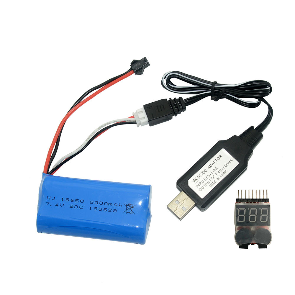 Fayee FY004A 7.4v 2000mAh 20C 2S Lipo Battery + USB Cable + Low Electric Alarm
