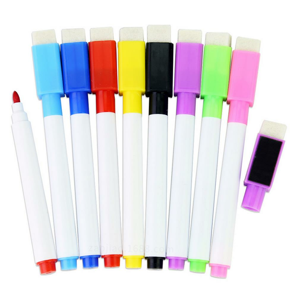8 Pcs Colorful Black/Red/Blue Ink School Classroom Whiteboard Pen Magnetic Water-based Erasable Pen 