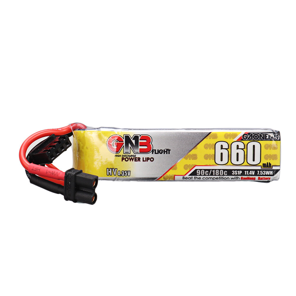 Gaoneng GNB 11.4V 660mAh 90C 3S LiPo Battery XT30 Plug for FPV Racing Drone