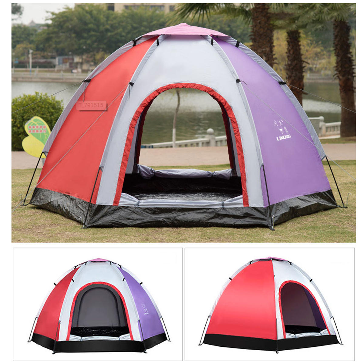Outdoor 5-6 People Pop-Up Camping Tent Waterproof UV Proof Beach Sunshade Shelter  