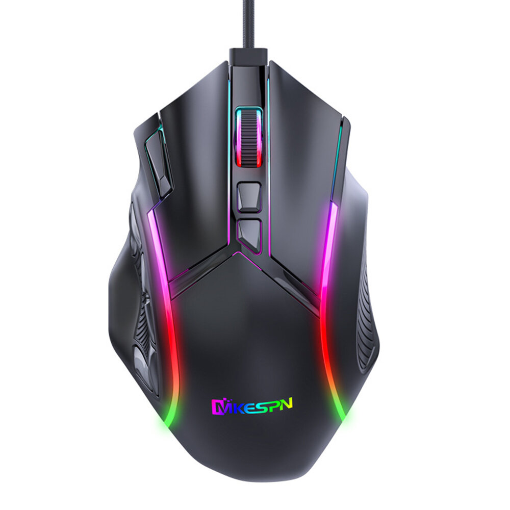 

MKESPN X15 Gaming Mouse 12 Macro Programming Buttons Adjustable 1200-12800DPI RGB Backlit USB Wired Mouse with Detachabl