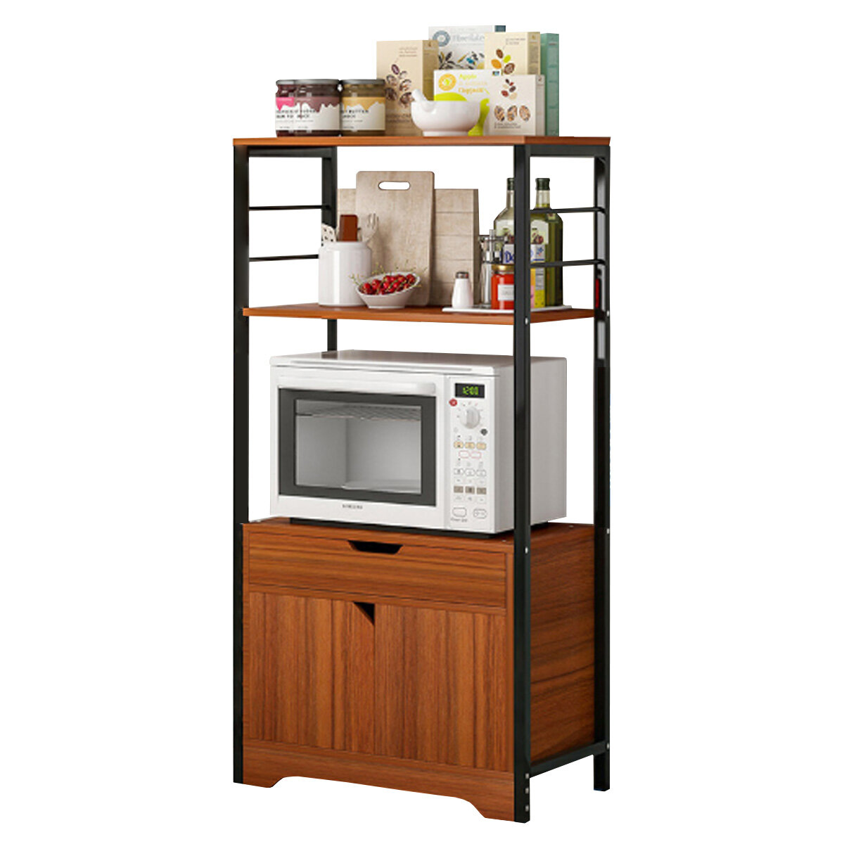 

3 Tiers Microwave Oven Rack Kitchen Cupboard Rack Storage Shelf Storage Cabinet Desktop Space Saving Organizer