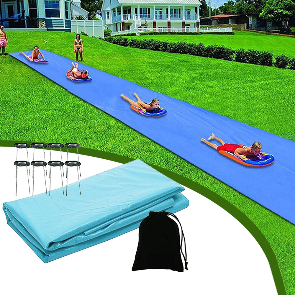 800x150cm Water Slide Summer Kids Adult Inflatable Surf Racing Lanes Outdoor Garden Backyard