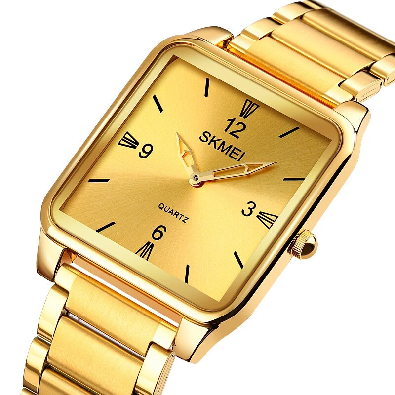 

SKMEI 1603 Квадратный циферблат Сталь Стандарты Кварцевые часы Простые Дизайн Мужские наручные часы