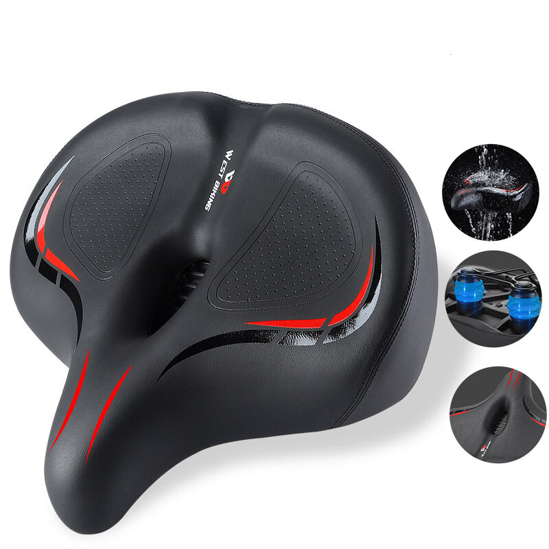 

WEST BIKING Oversized MTB Bike Saddle Shock Absorbing Breathable Cycling Seat Widen Thicken Universal Soft Cushion Elect