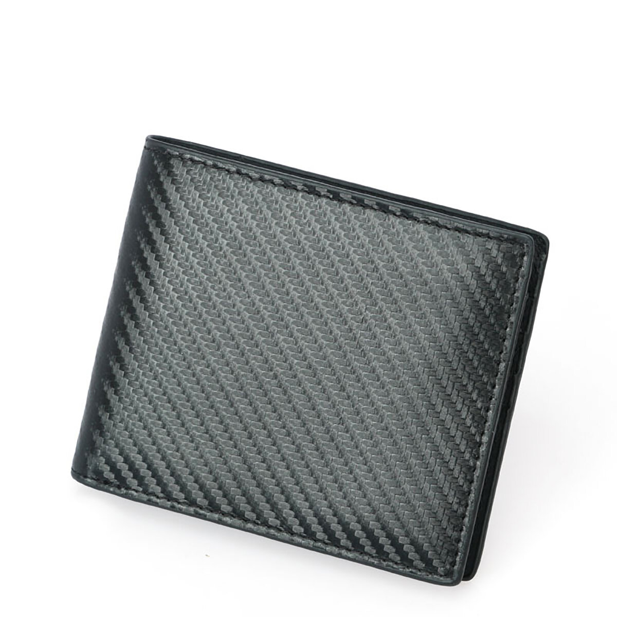 Men's Card Holder Large Capacity RFID Blocking Genuine Leather Carbon Fiber Style Anti Magnetism Bifold Card Holder Purs