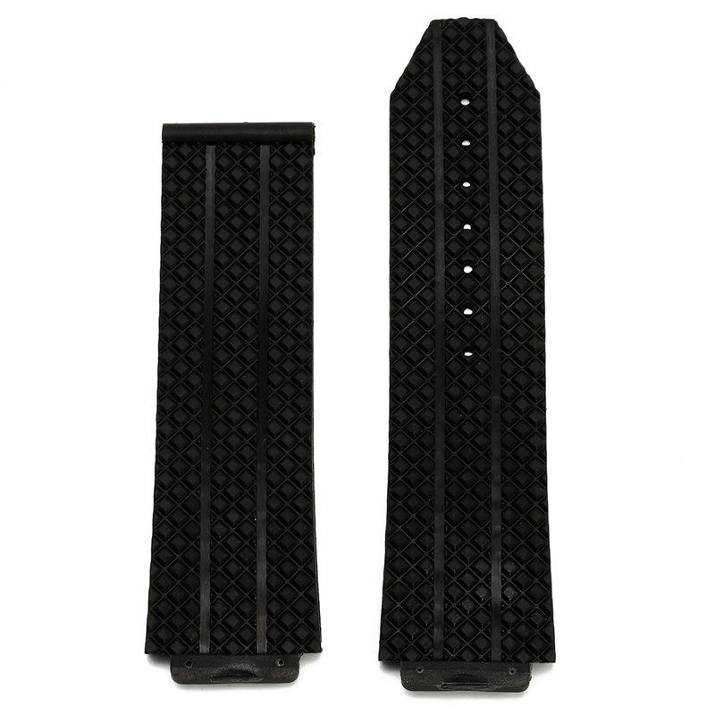 24mm Replacement Black Silicone Rubber Watch Band Strap