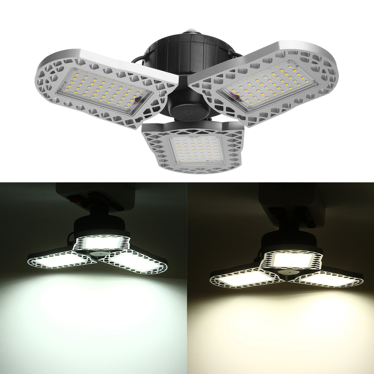 80W/100W Ultra Bright LED Garage Light Adjustable Workshop Ceiling Lamp E27 Base 
