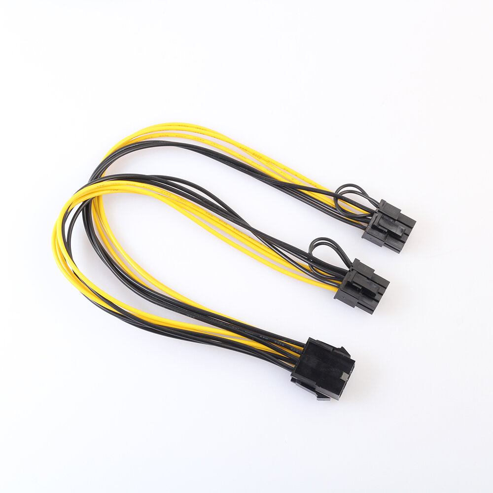 REXLIS 8pin Female to Dual 8pin(6+2) Male Power Supply Adapter Cable 30cm Graphics Card Splitter Cab