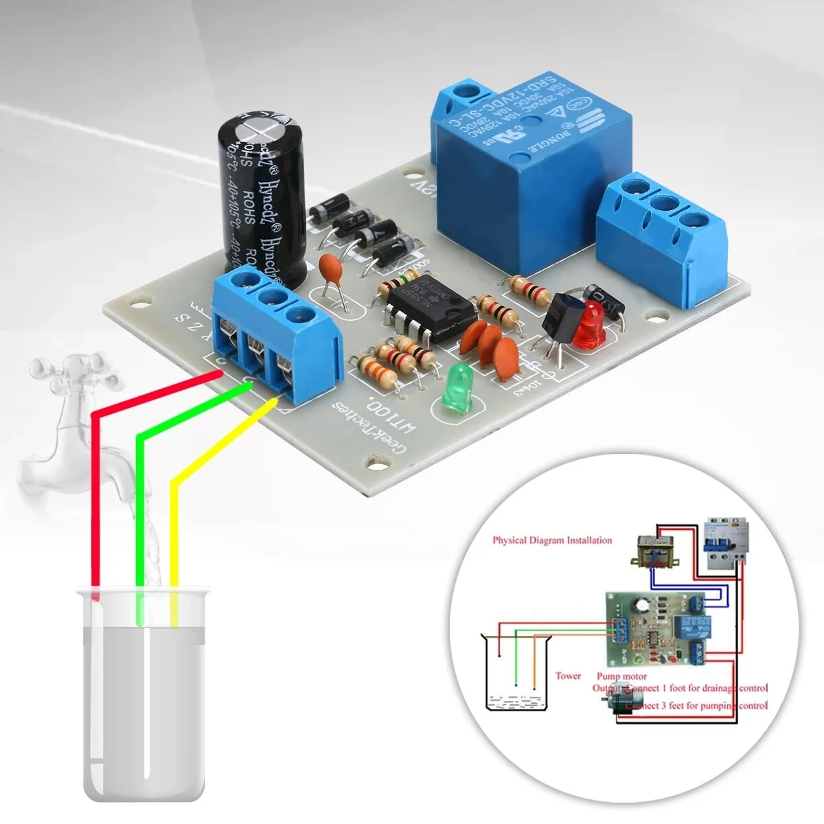 12v automatic water liquid level controller sensor module water level detection sensor pumping drainage protection circuit board