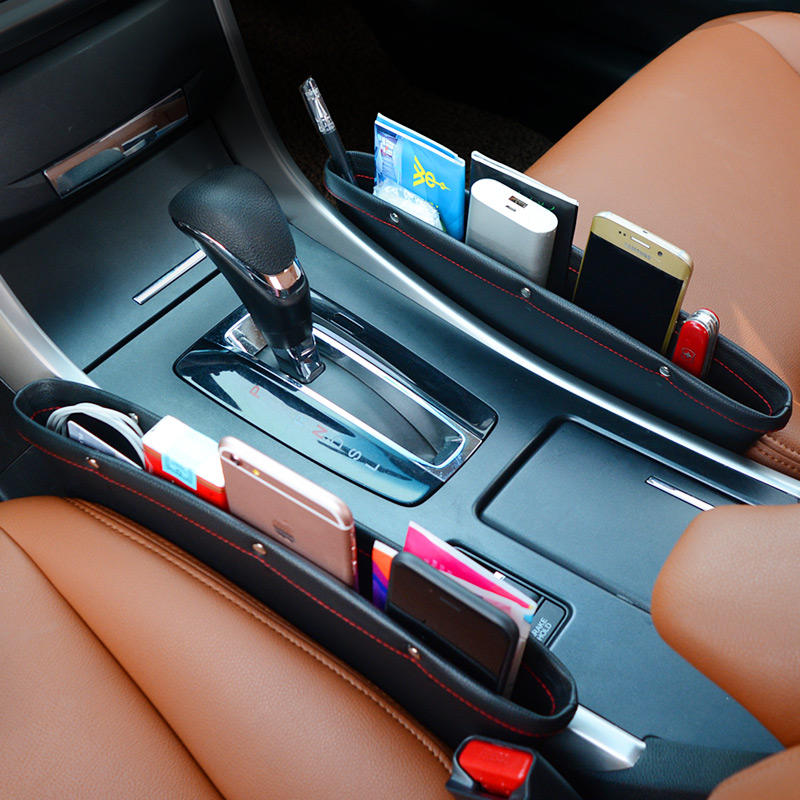 2 Pack Car Seat Side Gap Filler Console Organizer PU Leather Car Pocket Part Toy