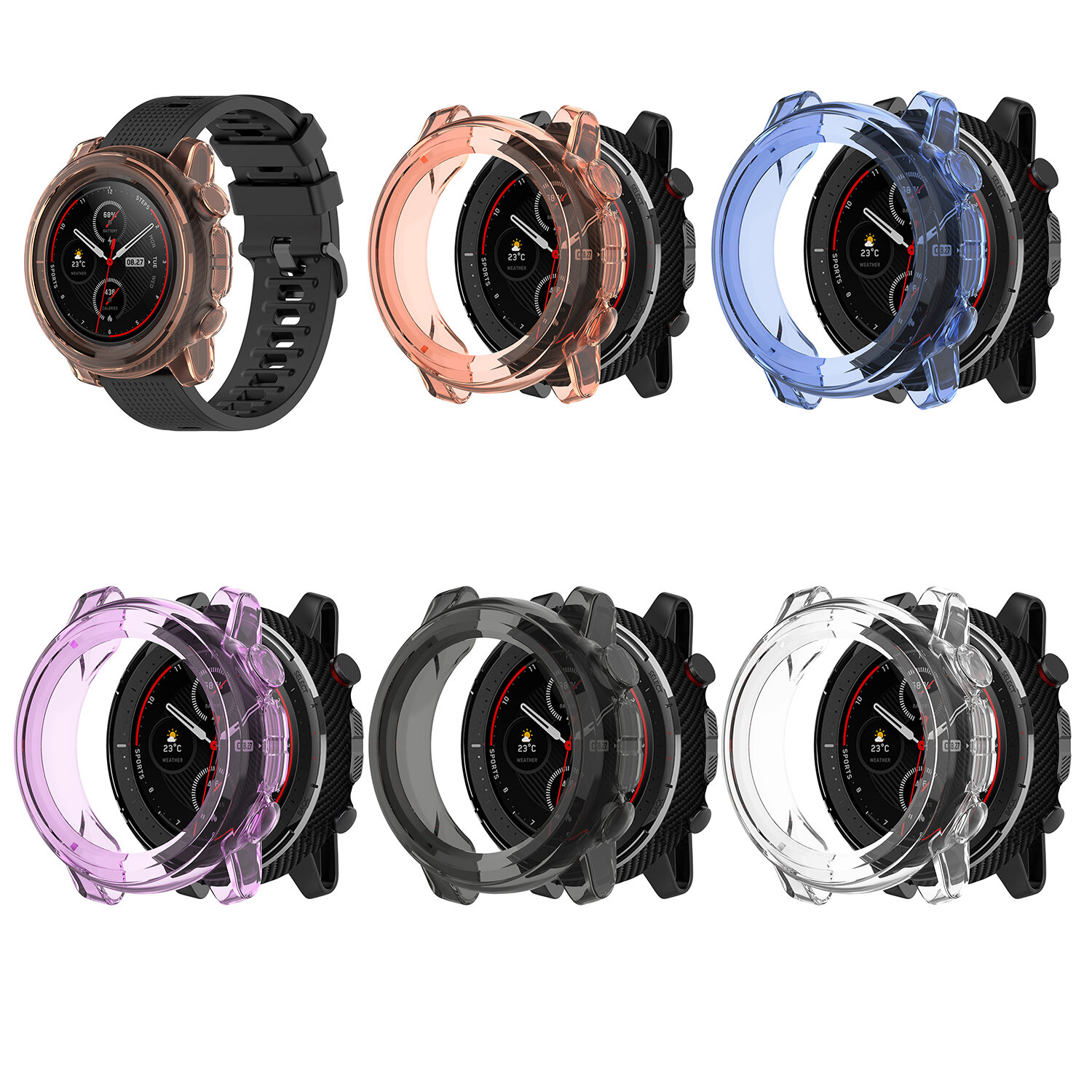 Transparante TPU Watch Case Watch Cover voor Amazfit Stratos 3