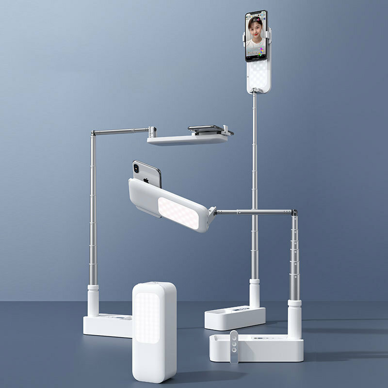 JUNDNE Telefoonhouder LED Lamp Selfie Fill Light Stand met Bluetooth Afstandsbediening voor Smartpho