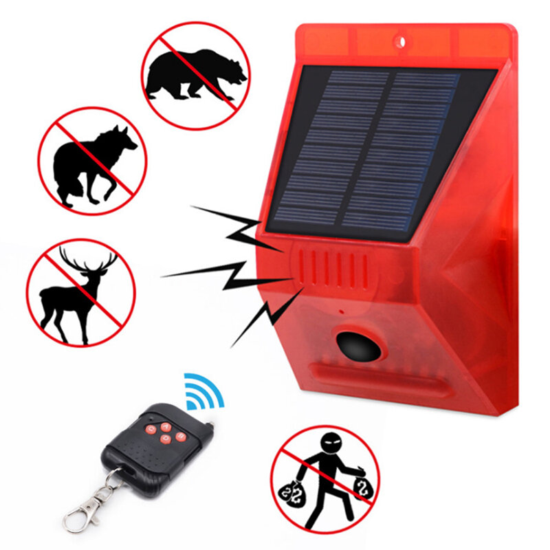 -N911C Solar Alarm Light IP65 Waterdichte afstandsbediening Anti-dieren Flash Waarschuwing Beveiligi