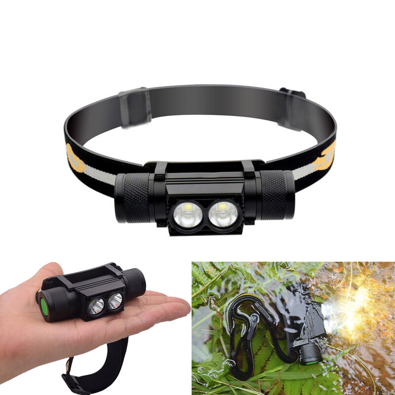 

XANES D25 1650LM 2 x XPL LED 6 Modes Stepless Dimming USB Charging Interface IPX6 Waterproof Cycling Headlamp 18650