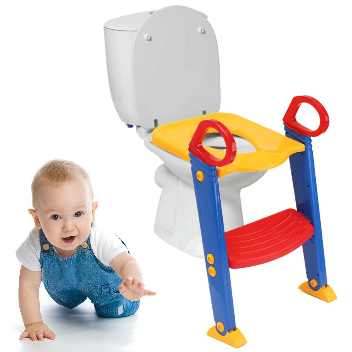 Kinder-Toilettenleiter Baby-Training Toilettenschritt Rutschfester Töpfchensitztrainer Max. Belastung 50KG