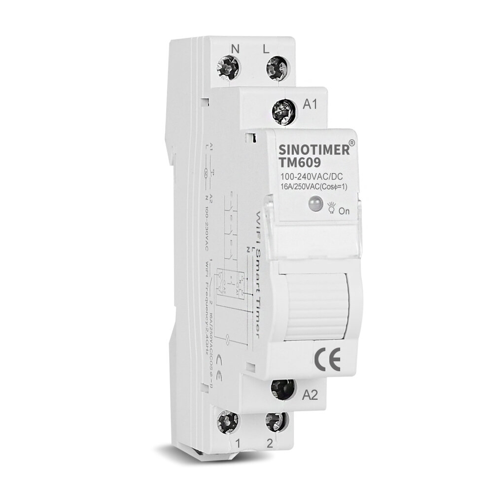 SINOTIMER TM609 Home Smart 18mm 1P WiFi Remote APP Control Circuit Breaker Timing Switch Staircase Timer Din Rail Univer