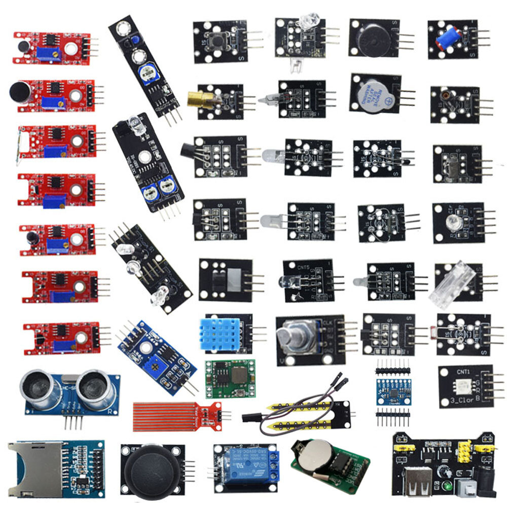 Geekcreit 45 In 1 المستشعر Module Board مجموعات بدء ترقية رواية لـ Arduino UNO R3 MEGA2560 حقيبة بلاستيكية رزمة