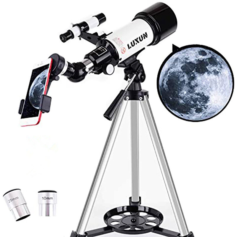 LUXUN 40070 Professional Astronomical Telescope FMC Lens Coating 3X Magnification Monocular Telescope with Phone Adapter Carry Bag