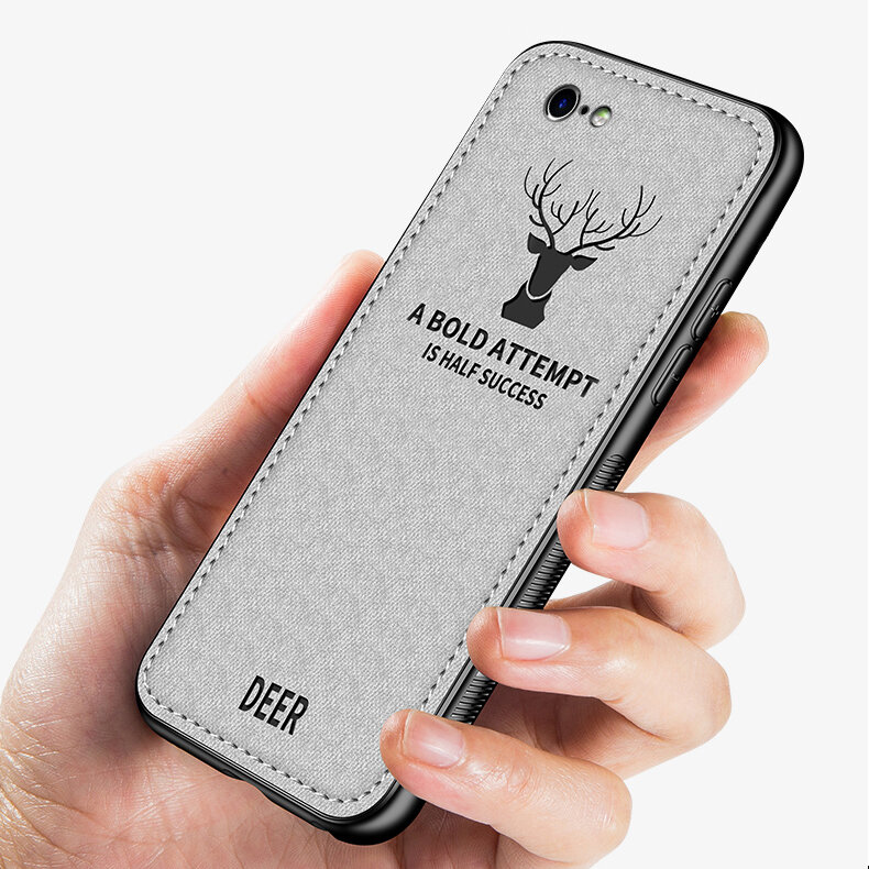 Bakeey Deer Pattern Classic Breathable Canvas Cloth Shockproof Protective Case Back Cover for iPhone