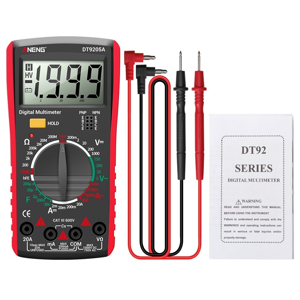

ANENG DT9205A Newly HD Digital True RMS Professional Multimeter Auto AC/DC Voltage Current Tester Buzzer Electrical Mult