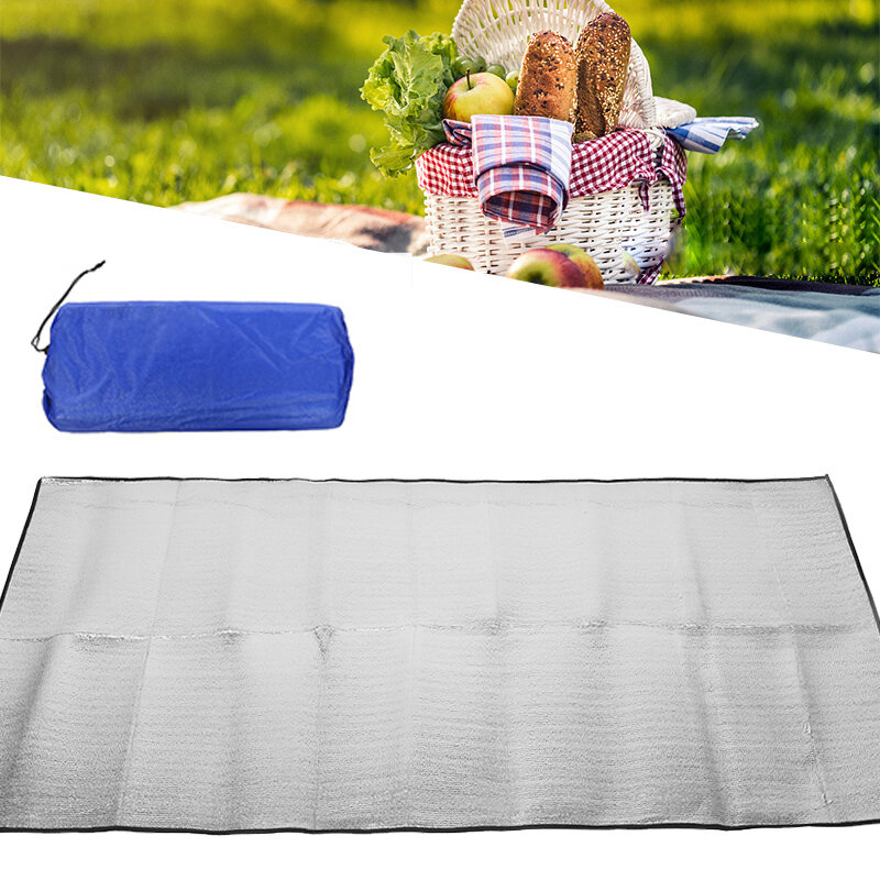 dwójna mata piknikowa z folii aluminiowej, składany materac do spania, wodoodporna folia aluminiowa na piknik i kemping na zewnątrz.