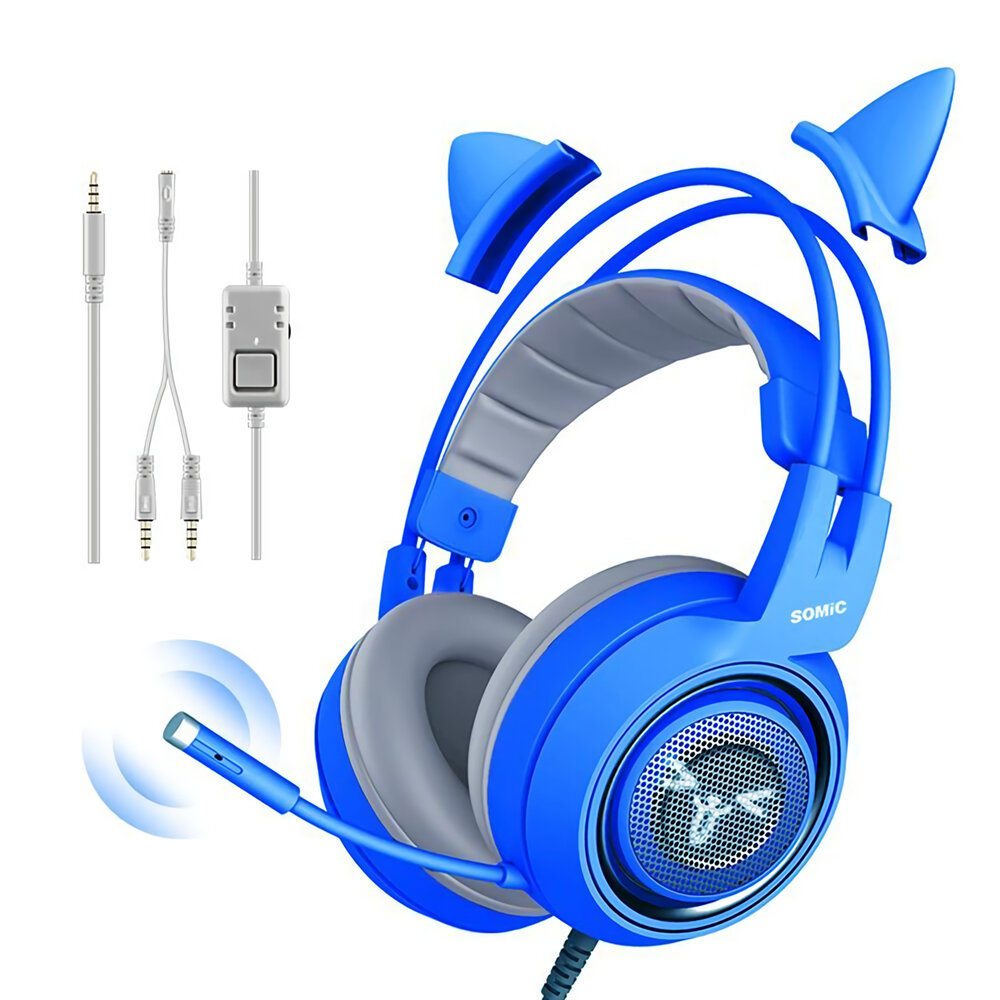 Somic G952S Blauw Leuke Gaming Headset 3.5mm Plug Wired Stereo Sound Hoofdtelefoon met Microfoon voo