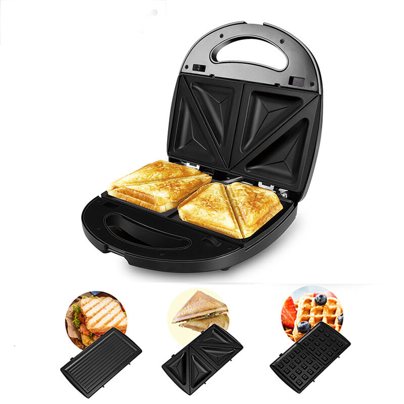 SOKANY 302 3 in 1 750W Electric Waffle Maker Sandwich Pancake Egg Cake Machine Non-Stick Toaster Pan