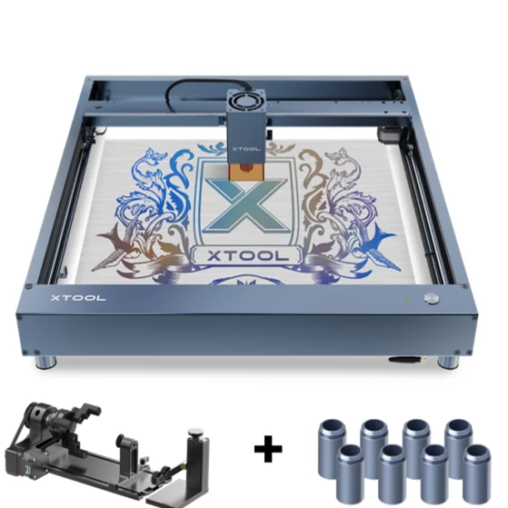 xTool D1 Pro 20W Laser Engraver With Raisers and RA1 Rotary Roller Higher Accuracy Diode DIY Laser Engraving Cutting Mac