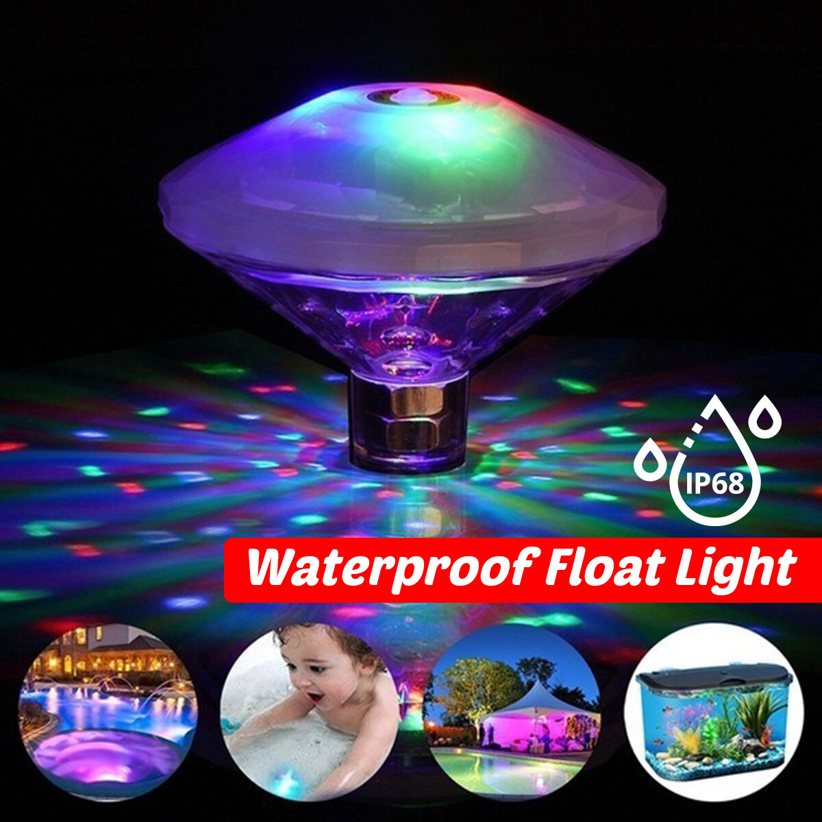 

Spa Hot Tub LED Swimming Pool Light Floating Colorful Underwater Baby Bath Toy Waterproof Lamp
