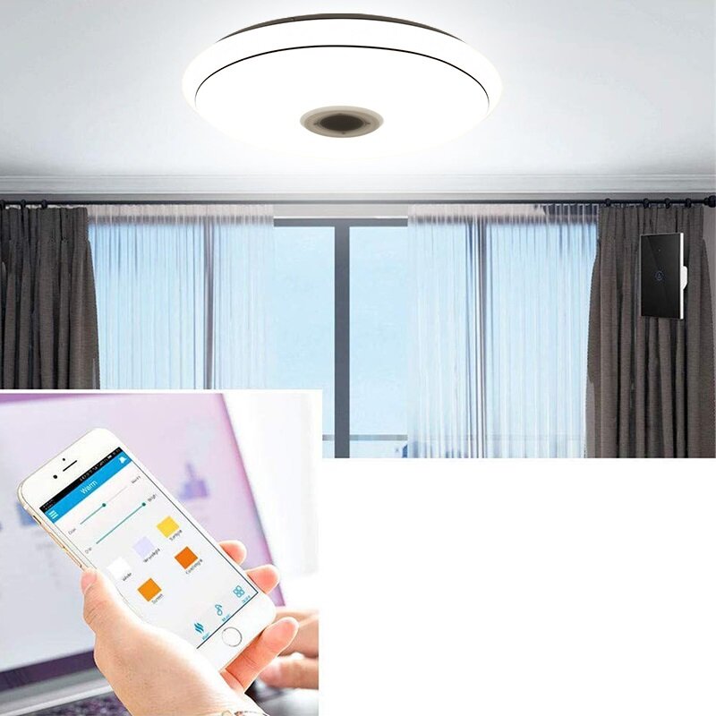 

50cm AC85-265V LED RGB Music Ceiling Lamp APP+Remote Control Smart Ceiling Light Works w/ Google Home Alexa
