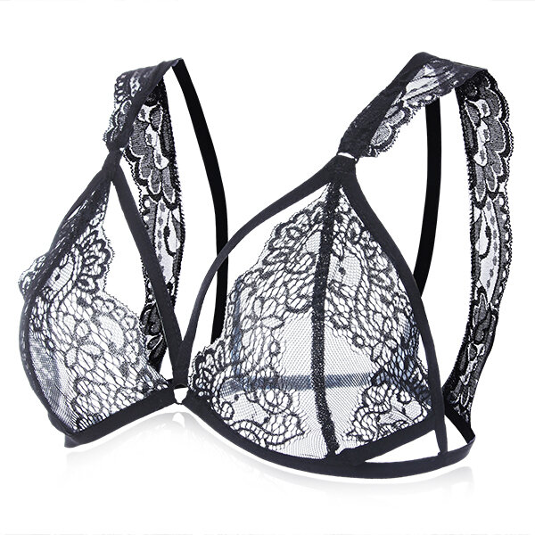 

Women Perspective Lace Mesh Bralette Hollow Out Intimate Temptation Fix Strap Bra Top Underwear