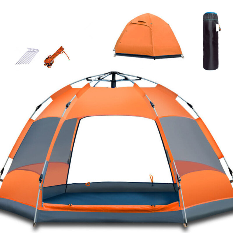 Tenda de acampamento de camada dupla à prova d'água para 3-4 / 5-8 pessoas UV Proteção para proteção solar para viagem ao ar livre