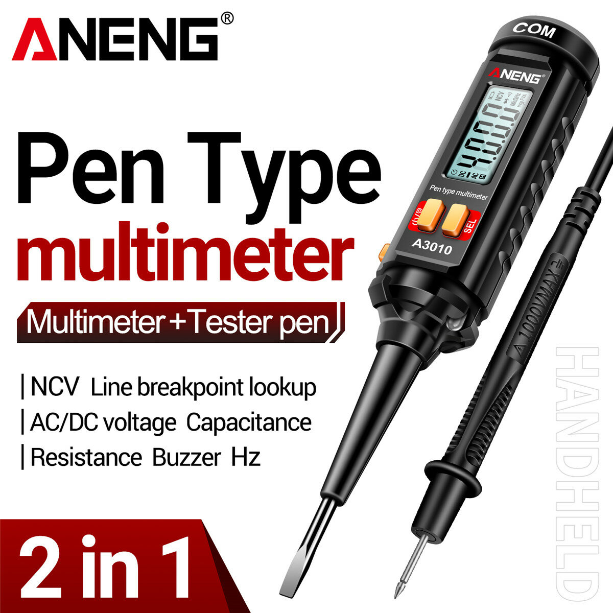 NUOVO Multimetro a penna ANENG ad alta precisione per misurazione rapida di tensione AC/DC, resistenza, capacitanza, fre