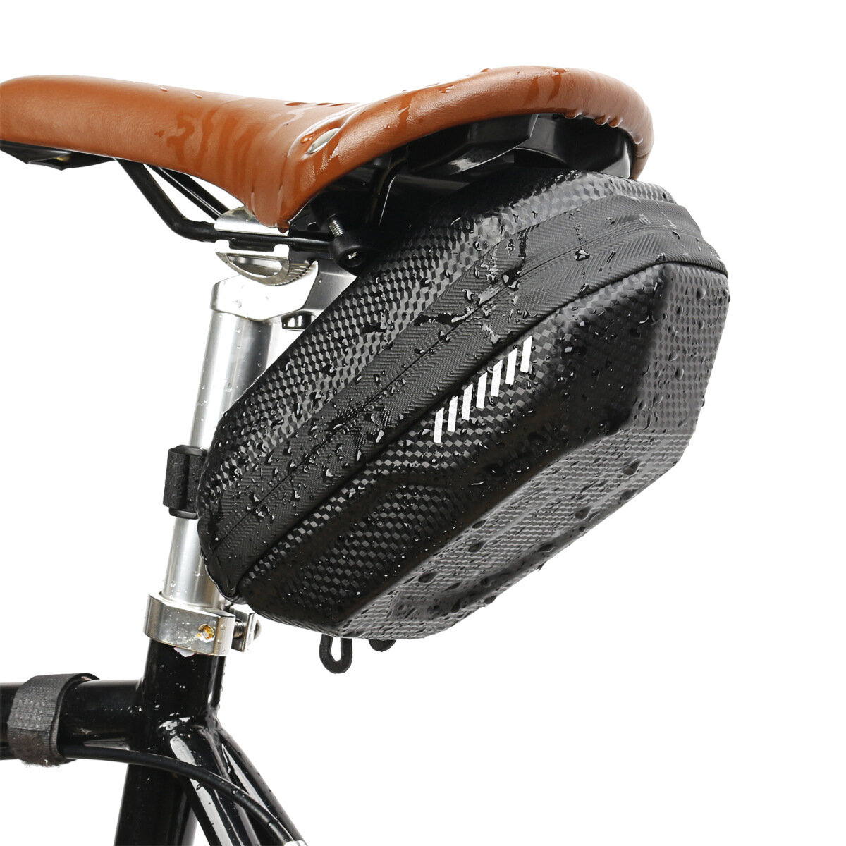 Waterproof Bicycle Tail Bag High-Capacity Durable Bike Tail Pack Carbon Pattern EVA Hard Shell Saddl