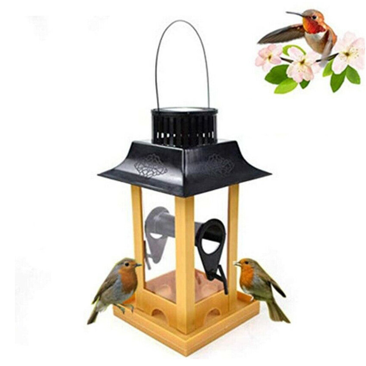 تغذية الطيور مع LED ضوء حديقة معلقة ساحة خارج أدوات شرب الطيور لساحة حديقة الديكور في الهواء الطلق