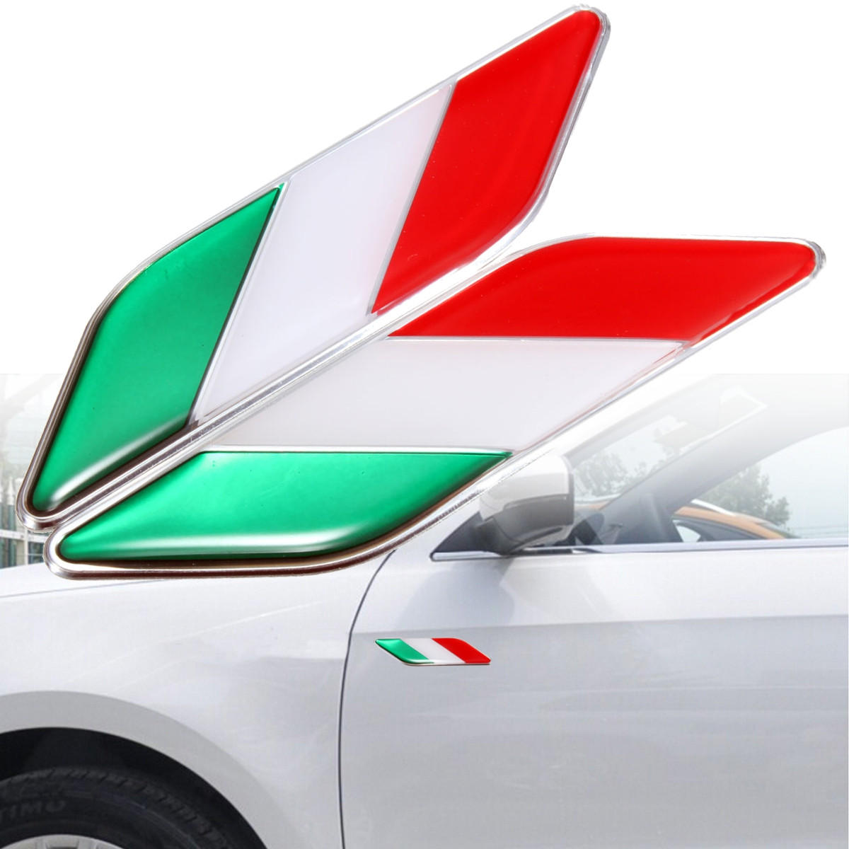 2pcs 3d insignia itllian bandera de Italia Pegatina emblemas decoración calcomanía para el ordenador portátil del carro