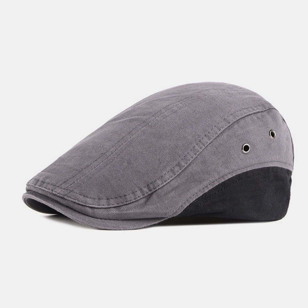 Men Cotton Patchwork Color British Style Outdoor Casual All-match Sunvisor Forward Hat Beret Hat
