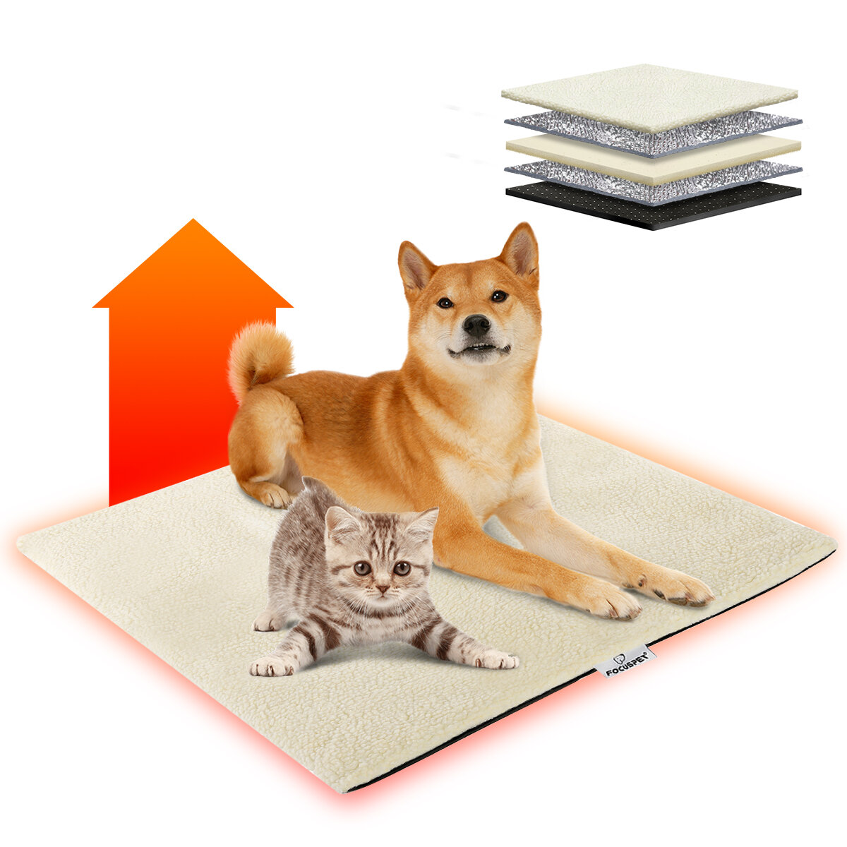 Focuspet Self-heating Blanket Warming Blanket Cat Dogs Pets Warming Mat Cat with Anti-slip Design Sl